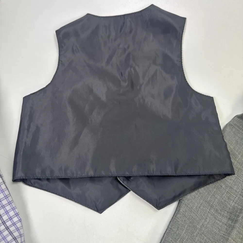Van Heusen Baby Boy Shirt Vest Pants Tie Outfit 12 Month Gray Purple